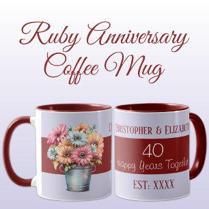 40th ruby anniversary flowers names purple mug