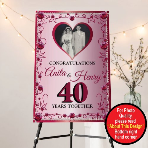 40th Ruby Anniversary Foam Board Welcome Sign