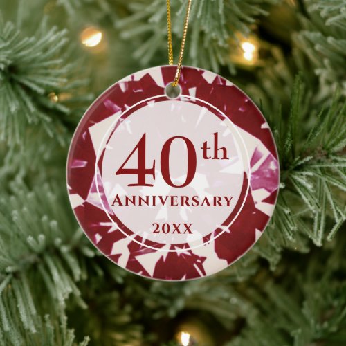 40th Ruby Anniversary Photo Personalized Ceramic Ornament