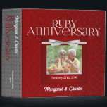 40th Ruby Anniversary Photo Scrapbook Binder<br><div class="desc">Upload four different photos of the couple's life together,  add their names and date they were married for a beautifully personalized gift.  Coordinates with our 40th Ruby Anniversary Party Invitations,  Postage and Congratulations Cards.</div>