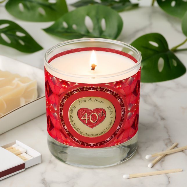 40th Ruby Anniversary Scented Jar Candle (Lit)