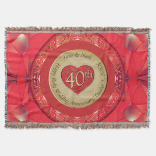 40th Ruby Anniversary Throw Blanket
