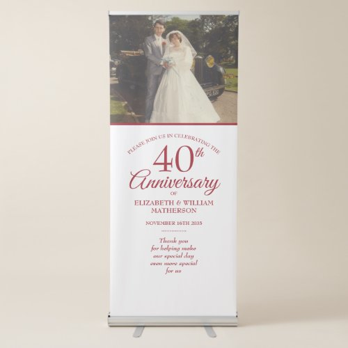 40th Ruby Anniversary Wedding Photo Welcome Sign
