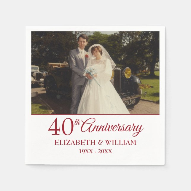 40th Ruby Anniversary Your Wedding Photo Napkins (Front)
