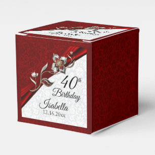 40th Ruby Floral Birthday Favor Boxes