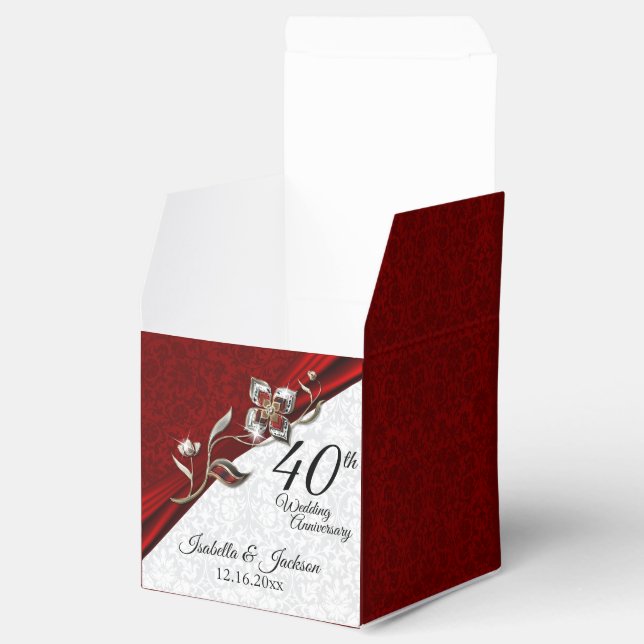 40th Ruby Floral Wedding Anniversary Favor Boxes (Opened)