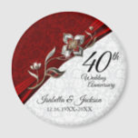 40th Ruby Floral Wedding Anniversary Keepsake Magnet<br><div class="desc">🥇AN ORIGINAL COPYRIGHT ART DESIGN by Donna Siegrist ONLY AVAILABLE ON ZAZZLE! 40th Ruby Floral Wedding Anniversary Keepsake Design ready for you to personalize. This design works well for other occasions such as a birthday, years of service, graduation, or just adding a quote... make it yours. If needed, you can...</div>