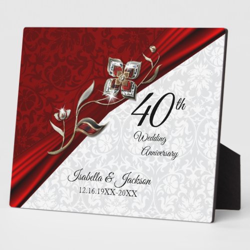 40th Ruby Floral Wedding Anniversary  Plaque