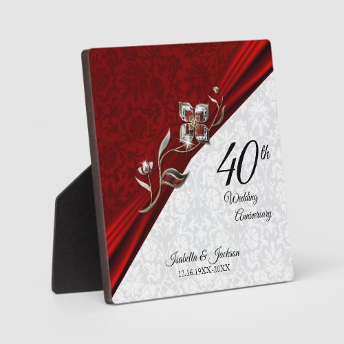 40th Ruby Floral Wedding Anniversary  Plaque