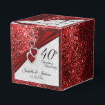 40th Ruby Red and Glitter  Anniversary Favor Boxes<br><div class="desc">40th, 52nd or 80th Ruby Wedding Anniversary Favor Box Design. This design would work great for a birthday or any other occasion by simply changing the text. ⭐This Product is 100% Customizable. *****Click on CUSTOMIZE BUTTON to add, delete, move, resize, changed around, rotate, etc... any of the graphics or text...</div>