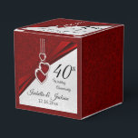 40th Ruby Red and White Glitter  Anniversary Favor Boxes<br><div class="desc">40th, 52nd or 80th Ruby Wedding Anniversary Favor Box Design ready for you to personalize. This design would work great for a birthday or any other occasion by simply changing the text. ⭐This Product is 100% Customizable. *****Click on CUSTOMIZE BUTTON to add, delete, move, resize, changed around, rotate, etc... any...</div>