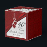40th Ruby Red and White Glitter  Anniversary Favor Boxes<br><div class="desc">40th, 52nd or 80th Ruby Wedding Anniversary Favor Box Design ready for you to personalize. This design would work great for a birthday or any other occasion by simply changing the text. ⭐This Product is 100% Customizable. *****Click on CUSTOMIZE BUTTON to add, delete, move, resize, changed around, rotate, etc... any...</div>