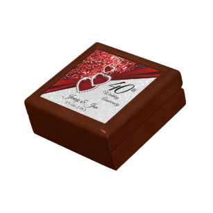 40th 💞 Ruby Red and White Glitter Anniversary Gift Box