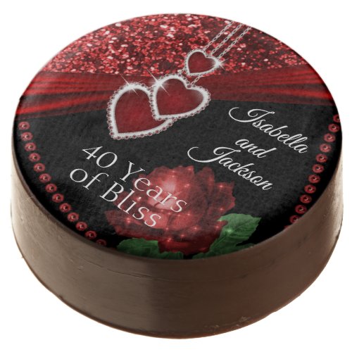 40th Ruby Red Glitter Wedding Anniversary Chocolate Covered Oreo