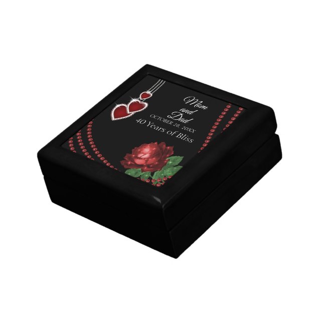 40th Ruby Red Rose Anniversary Gift Box (Side)