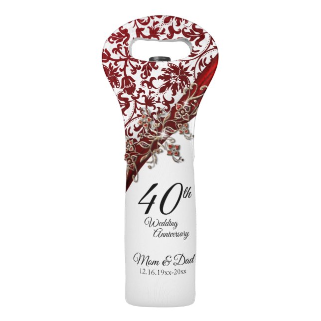 40th Ruby Red & White  Wine Bag (Front)