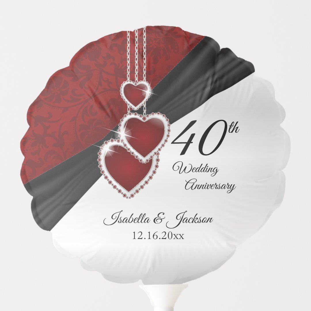 40th Ruby Wedding Anniversary Balloon | Zazzle