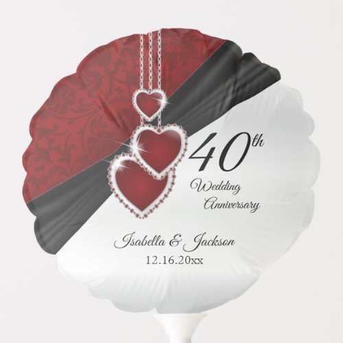 40th Ruby Wedding Anniversary Balloon