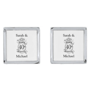 40th Ruby Wedding Anniversary Black and white Cufflinks