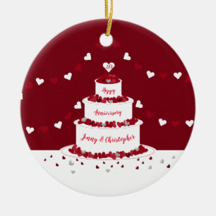 40th ruby wedding anniversary cake design ceramic ornament