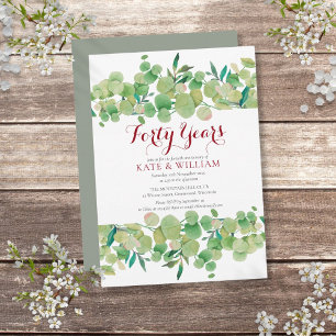 40th Ruby Wedding Anniversary Chic Greenery Invitation