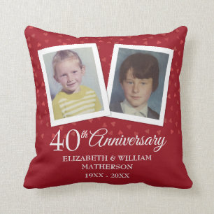 40th Ruby Wedding Anniversary Child Photos Throw Pillow