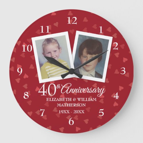 40th Ruby Wedding Anniversary Childhood Photos Large Clock