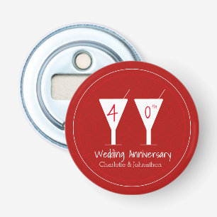 40th Ruby Wedding Anniversary cocktail glass Bottle Opener