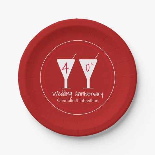 40th ruby wedding anniversary cocktail party red paper plates