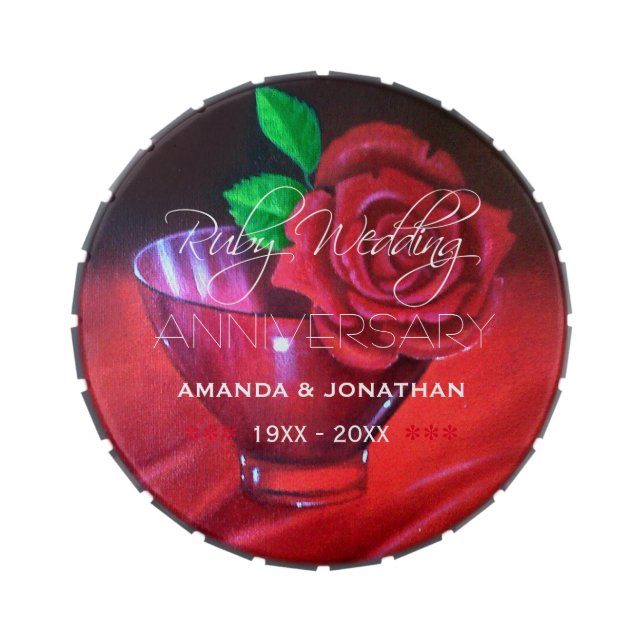 40th Ruby Wedding Anniversary Commemorative Candy Tin (Top)