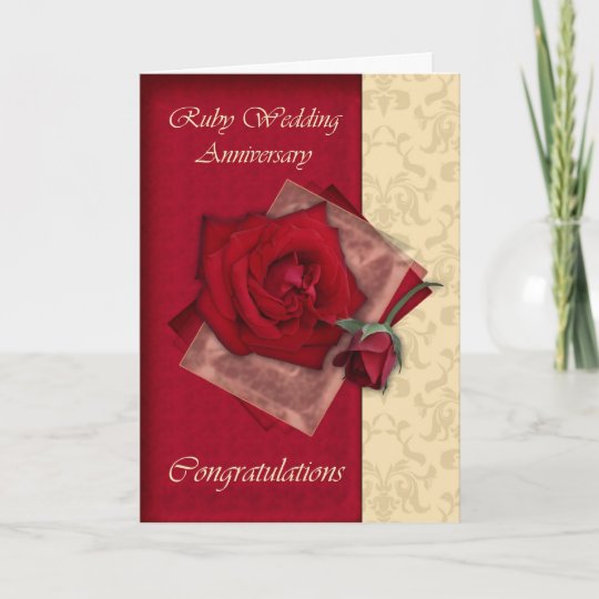40th Ruby Wedding Anniversary Congratulations Card Zazzle 40th Ruby Wedding Anniversary Congratulations Card