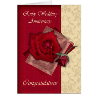 40th Ruby Wedding Anniversary congratulations Card
