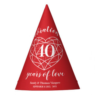 40th ruby wedding anniversary custom party hats