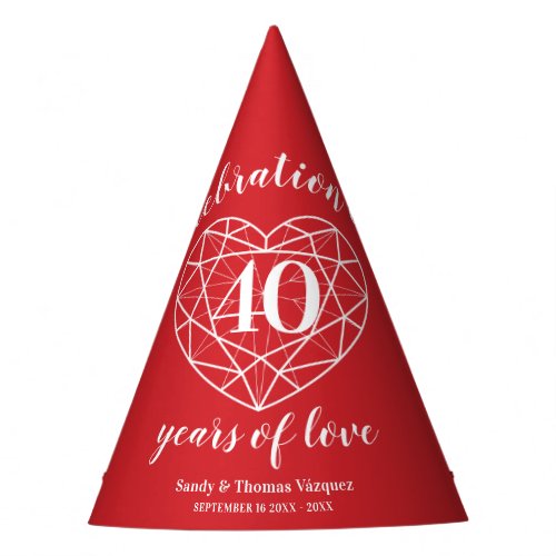 40th ruby wedding anniversary custom party hats