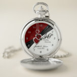 40th Ruby Wedding Anniversary Design 2 Pocket Watch<br><div class="desc">Pocket Watch. 40th, 52nd or 80th Ruby Wedding Anniversary Design. ⭐This Product is 100% Customizable. Graphics and/or text can be added, deleted, moved, resized, changed around, rotated, etc... ✔(just by clicking on the "EDIT DESIGN" area) ⭐99% of my designs in my store are done in layers. This makes it easy...</div>