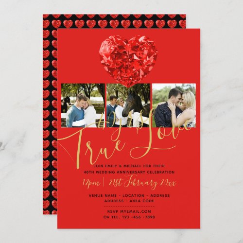 40th RUBY Wedding Anniversary DIAMOND PHOTO Invite