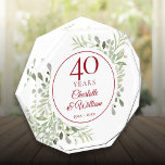 40th Ruby Wedding Anniversary Elegant Greenery  Photo Block<br><div class="desc">Featuring delicate soft watercolor leaves,  this chic botanical 40th wedding anniversary design can be personalised with your special anniversary information in elegant ruby red text. Designed by Thisisnotme©</div>
