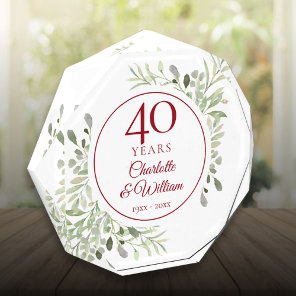 40th Ruby Wedding Anniversary Elegant Greenery  Photo Block