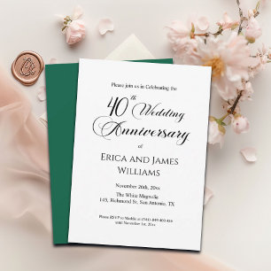 40th Ruby Wedding Anniversary Elegant Script Invitation