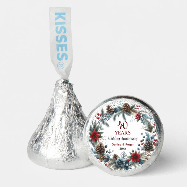 40th Ruby Wedding Anniversary Elegant Winter Hershey®'s Kisses® (Front)
