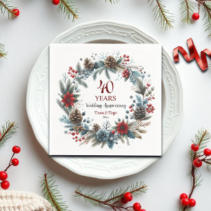 40th Ruby Wedding Anniversary Elegant Winter Napkins
