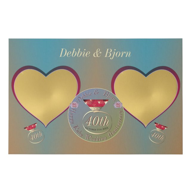 40th Ruby Wedding Anniversary Faux Canvas Print (Front)
