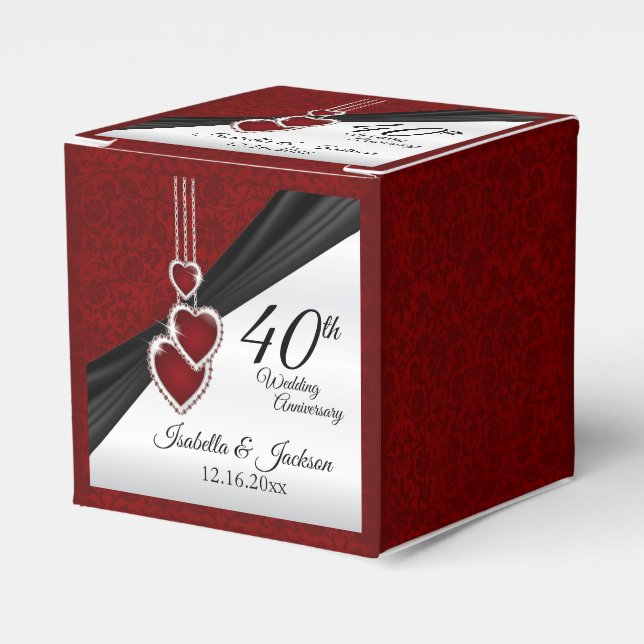 40th Ruby Wedding Anniversary Favor Boxes (Front Side)
