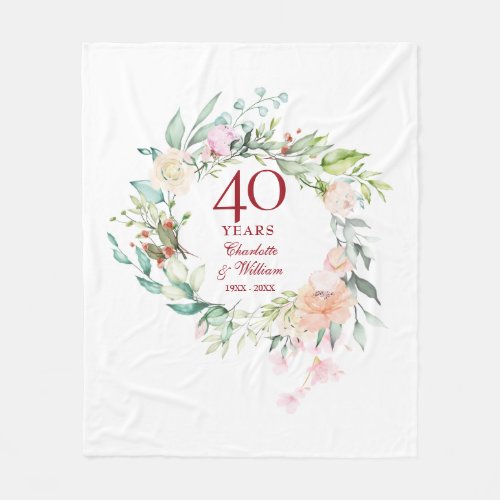 40th Ruby Wedding Anniversary Floral Garland