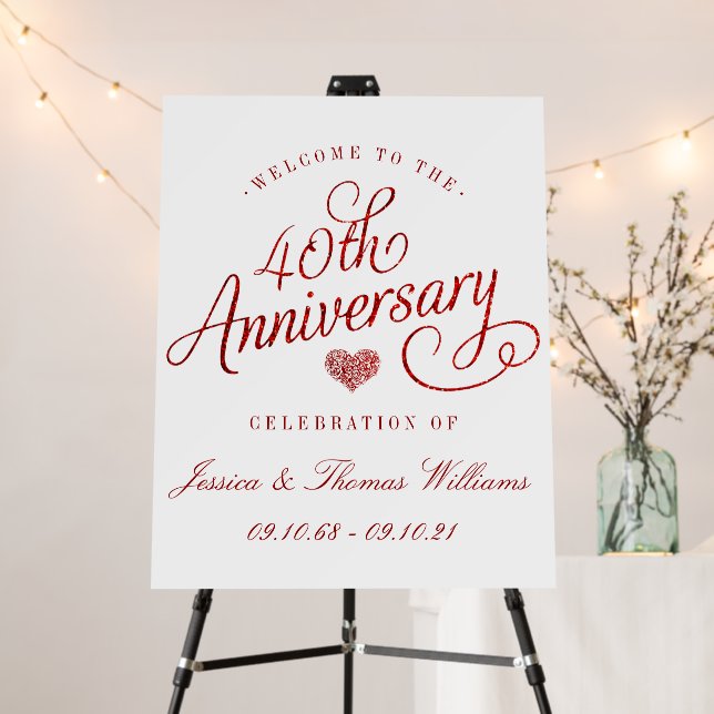 40th Ruby Wedding Anniversary Foam Board (In Situ (Stand))