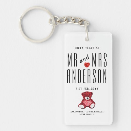 40th RUBY Wedding Anniversary Gift Personalized Keychain