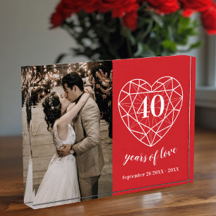 40th Ruby Wedding Anniversary heart Acrylic Award
