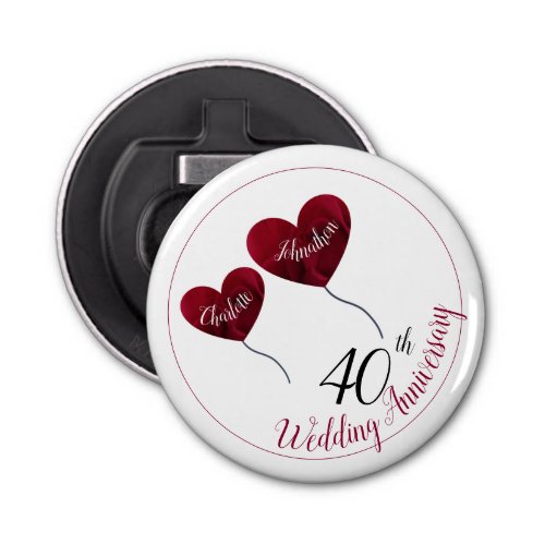 40th Ruby wedding anniversary heart husband  wife Bottle Opener