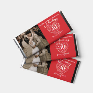 40th Ruby Wedding Anniversary heart photo Hershey  Bar Favors