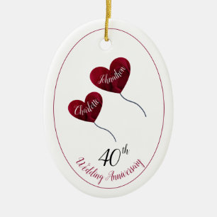 40th ruby wedding anniversary husband & wife gift ceramic ornament